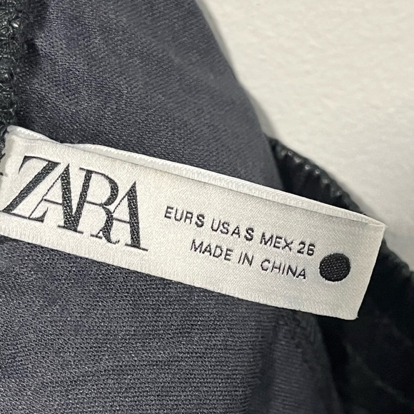 ZARA Faux Leather Jogger Pants Black Size S High Rise Tapered Fit - Picture 8 of 11